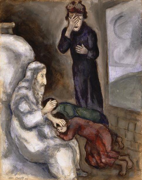 Bénédiction d’Ephraïm et de Manassé contemporain de Marc Chagall Peintures à l'huile